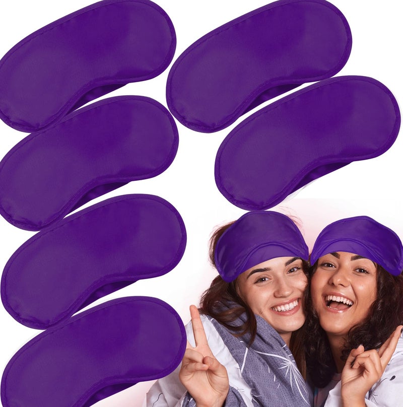 6 Pack Blindfold Eye Mask Cover Sleep Mask for Party Games Travel Sleep Team Build Party Supply with Adjustable Strap for Women Men Kids, Purple